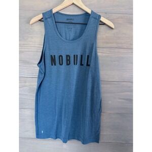NOBULL‎ Mens Graphic Muscle Tank Blue Heather Tencel Stretch Training Top Small